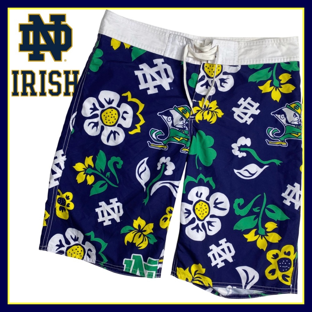 Notre Dame Fighting Irish Youth Floral Volley Swim Boardshorts Size (XL•30) NWT